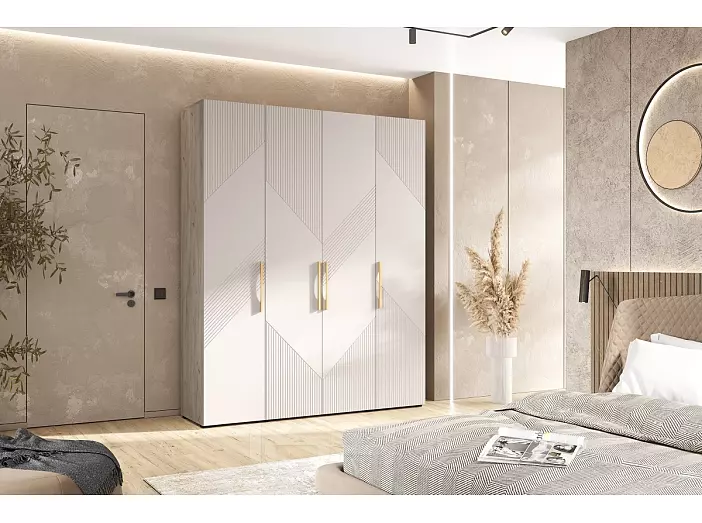 Ирис Шкаф 4-х ств.(1800) (Кашемир, Дуб Крафт серый)