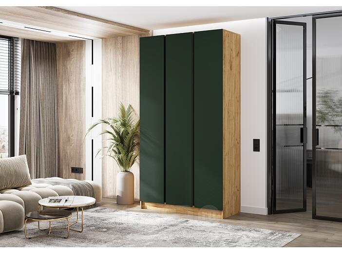 Келвин Шкаф 3-х ств. (1200) (Изумрудный, Дуб Крафт)