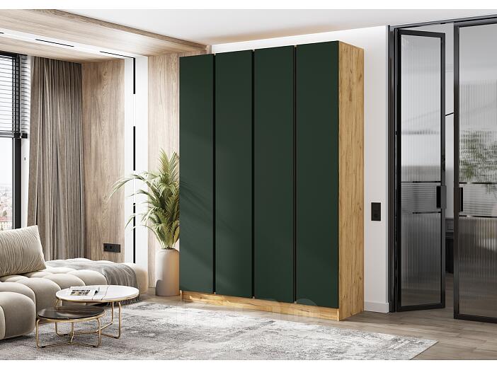 Келвин Шкаф 4-х ств. (1600) (Изумрудный, Дуб Крафт)