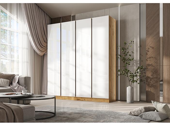 Келвин Шкаф 4-х ств. (2000) (Белый Глянец, Дуб Крафт)