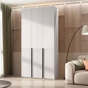 Марвэл Шкаф 3-х ств. (1200) с доп.ящиками (Браш Вайт, Белый)