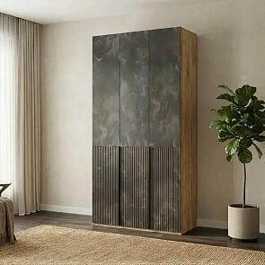 Марвэл Шкаф 3-х ств. (1200) с доп.ящиками (Мальта грей, Дуб Крафт)