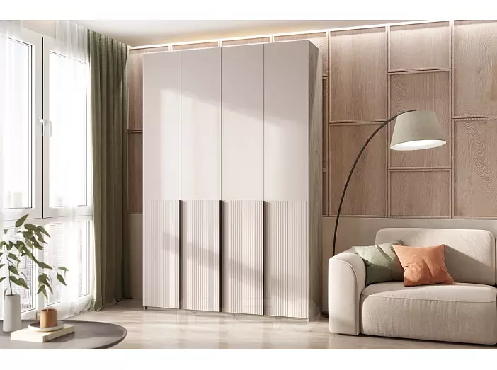 Марвэл Шкаф 4-х ств. (1600) (Кашемир, Дуб Крафт серый)