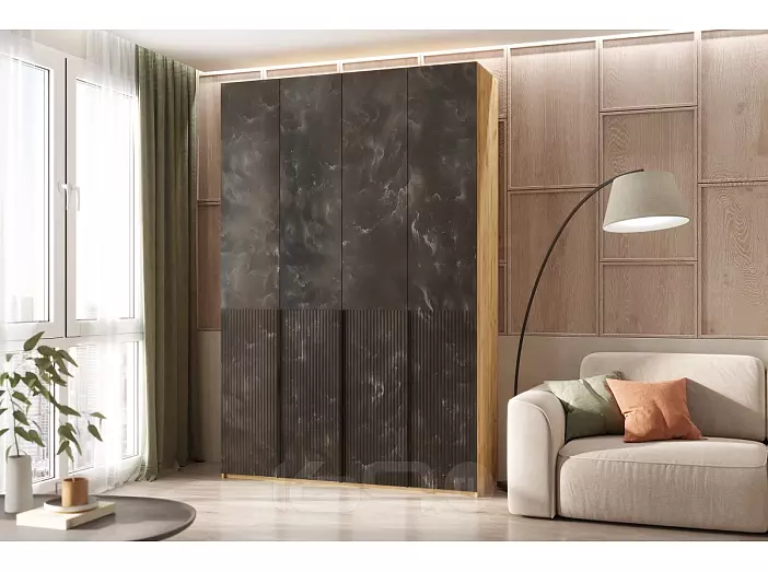 Марвэл Шкаф 4-х ств. (1600) (Мальта грей, Дуб Крафт)