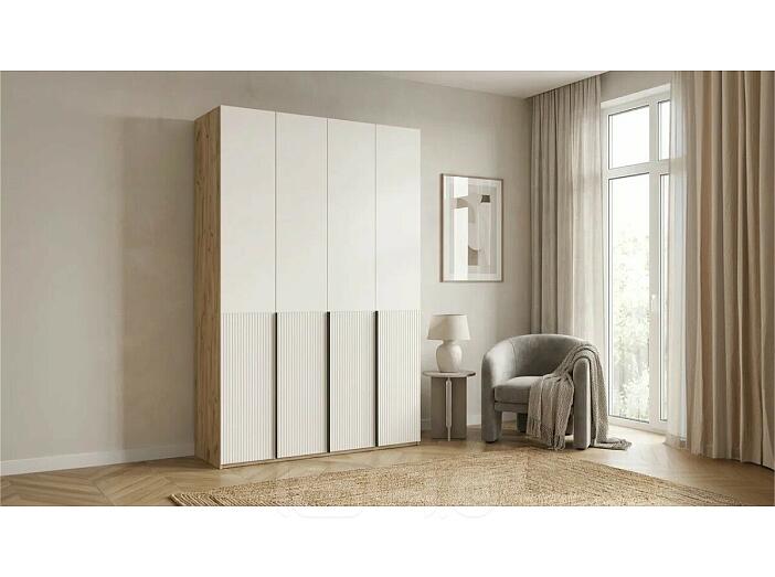 Марвэл Шкаф 4-х ств. (1600) с доп.ящиками (Кашемир, Дуб Крафт серый)