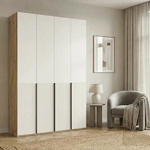 Марвэл Шкаф 4-х ств. (1600) с доп.ящиками (Кашемир, Дуб Крафт серый)