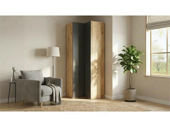 Марвэл Шкаф угловой (Браш Графит, Дуб Крафт)