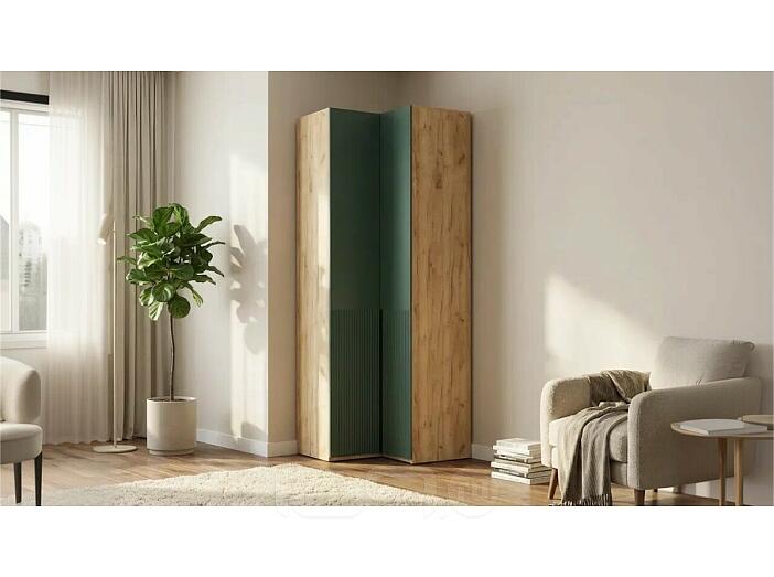 Марвэл Шкаф угловой (Браш Мени Грин, Дуб Крафт)