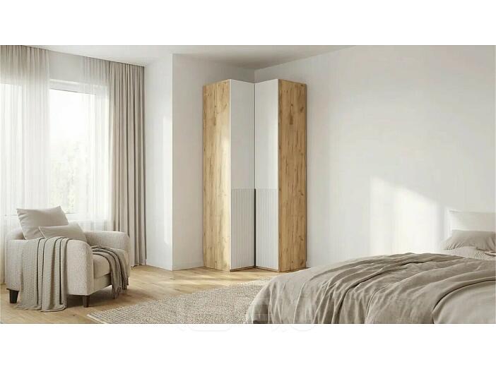 Марвэл Шкаф угловой (Браш Вайт, Дуб Крафт)