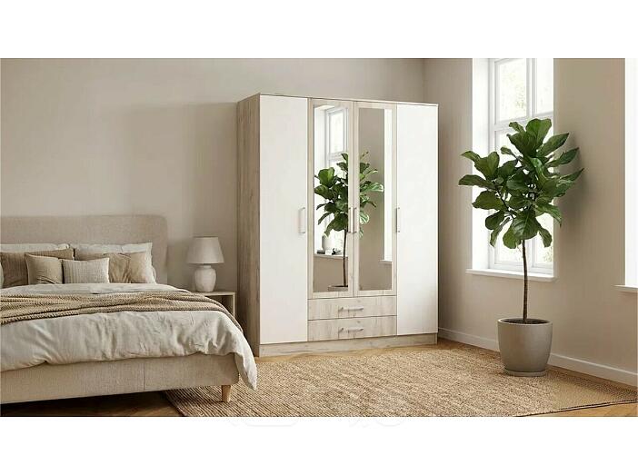 С/Г Мартина Шкаф для одежды 4-дверный (Кашемир, Дуб Крафт серый)