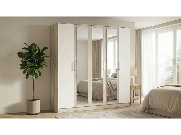 С/Г Мартина Шкаф для одежды 5-дверный (Кашемир, Дуб Крафт серый)