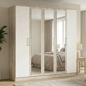 С/Г Мартина Шкаф для одежды 5-дверный (Кашемир, Дуб Крафт серый)