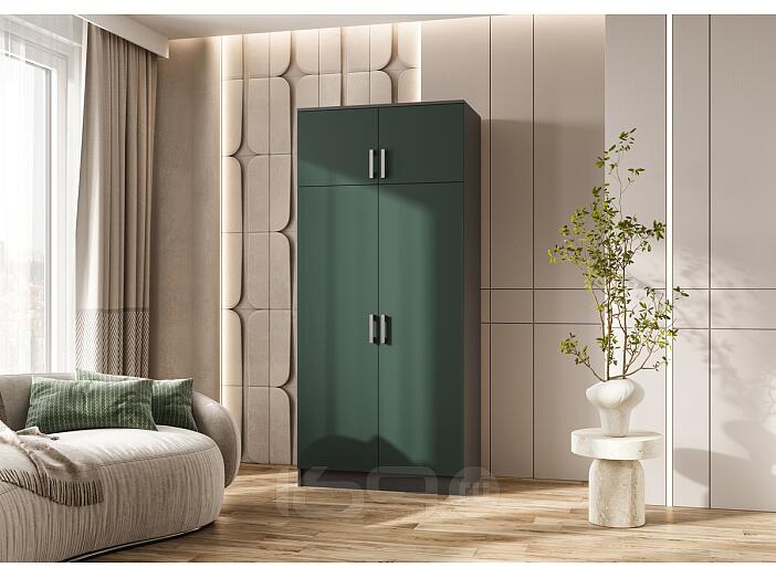 Шкаф 2-х ств. штанга+полка (Изумрудный (КРОМКА ГРАФИТ), Графит)