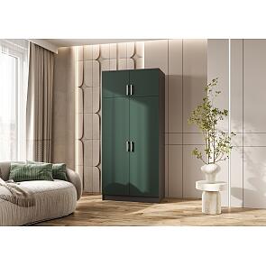 Шкаф 2-х ств. штанга+полка (Изумрудный (КРОМКА ГРАФИТ), Графит)