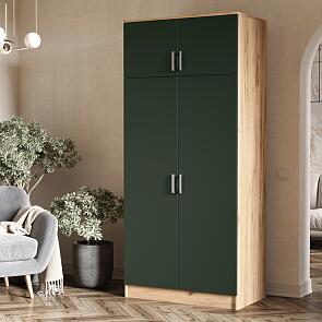 Шкаф 2-х ств. штанга+полка (Изумрудный (КРОМКА ИЗУМРУД), Дуб Крафт)