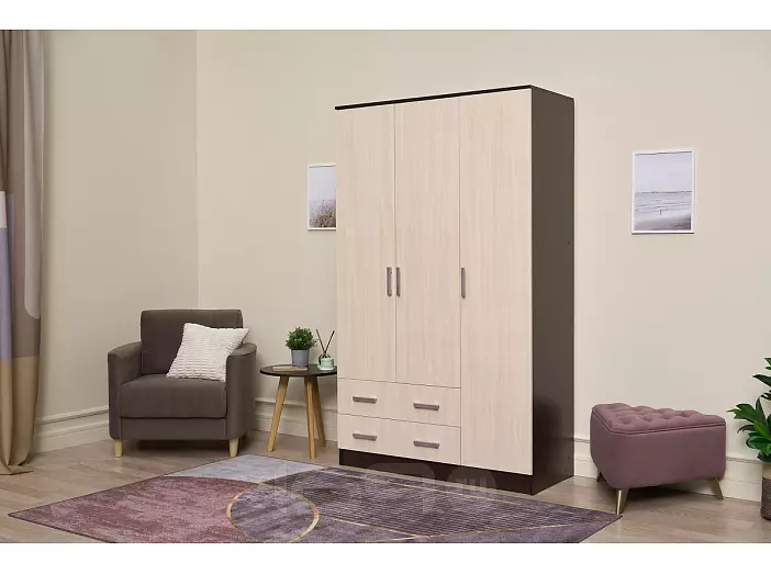 Шкаф 3-х ств.  (Дуб беленый, венге)