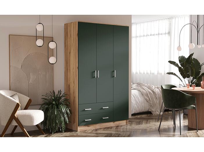 Шкаф 3-х ств.  (Изумрудный (КРОМКА ИЗУМРУД), Дуб Крафт)