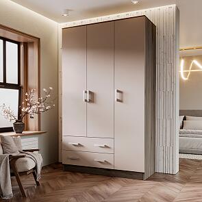 Шкаф 3-х ств. (Кашемир, Дуб Крафт серый)