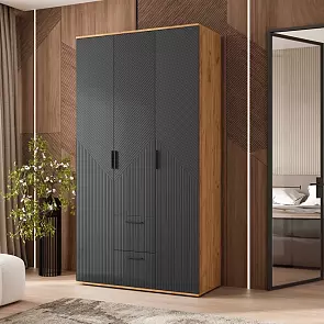 Сильвия Шкаф 3-х ств.(1200) (Браш Графит, Дуб Крафт)