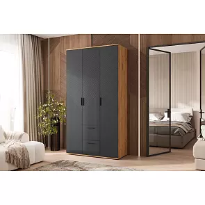 Сильвия Шкаф 3-х ств.(1200) (Браш Графит, Дуб Крафт)