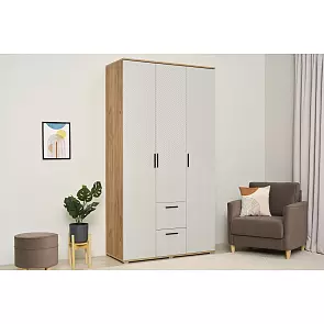 Сильвия Шкаф 3-х ств.(1200) (Браш Лайт Грей, Дуб Крафт)