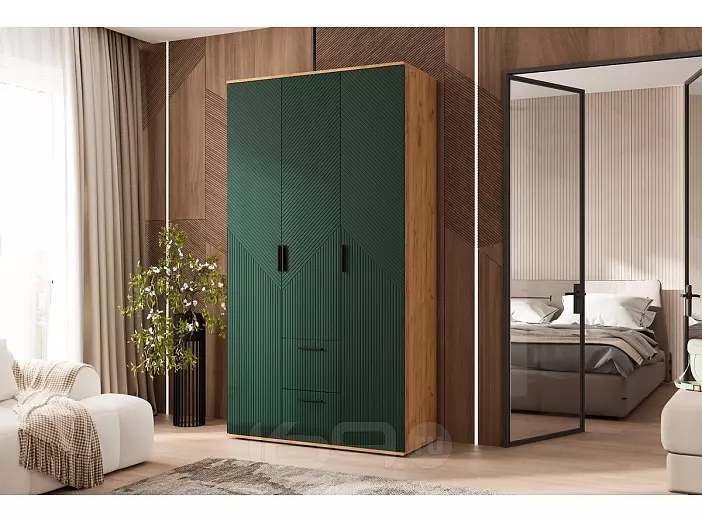 Сильвия Шкаф 3-х ств.(1200) (Браш Мени Грин, Дуб Крафт)