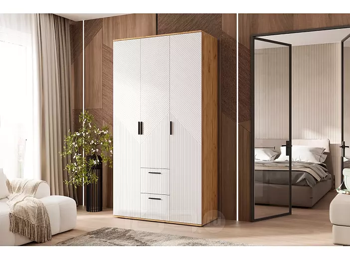 Сильвия Шкаф 3-х ств.(1200) (Браш Вайт, Дуб Крафт)