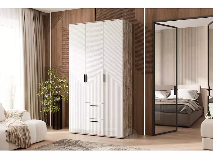 Сильвия Шкаф 3-х ств.(1200) (Браш Вайт, Дуб Юкон)