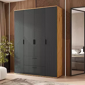 Сильвия Шкаф 4-х ств.(1600) (Браш Графит, Дуб Крафт)