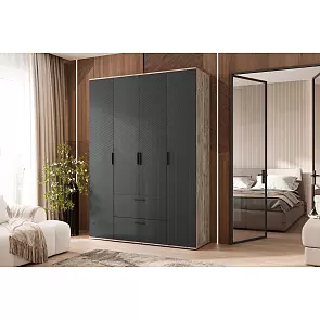 Сильвия Шкаф 4-х ств.(1600) (Браш Графит, Дуб Юкон)