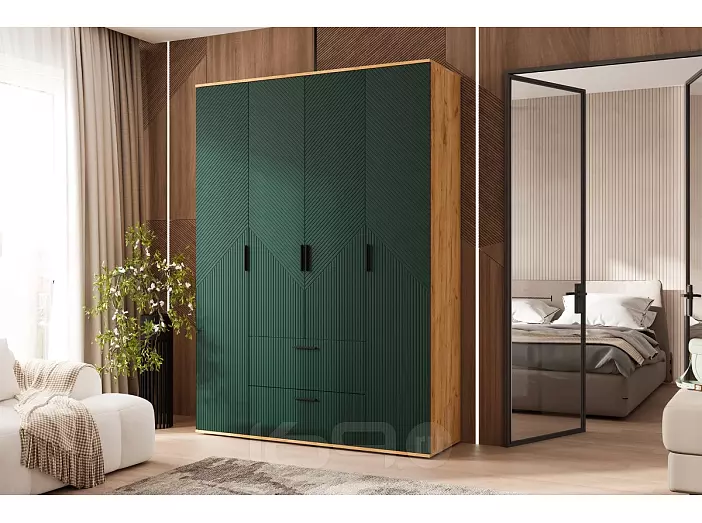 Сильвия Шкаф 4-х ств.(1600) (Браш Мени Грин, Дуб Крафт)