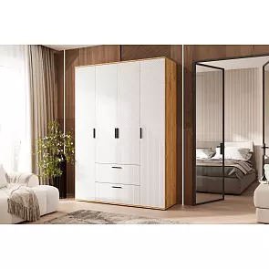 Сильвия Шкаф 4-х ств.(1600) (Браш Вайт, Дуб Крафт)