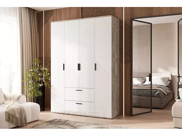 Сильвия Шкаф 4-х ств.(1600) (Браш Вайт, Дуб Юкон)