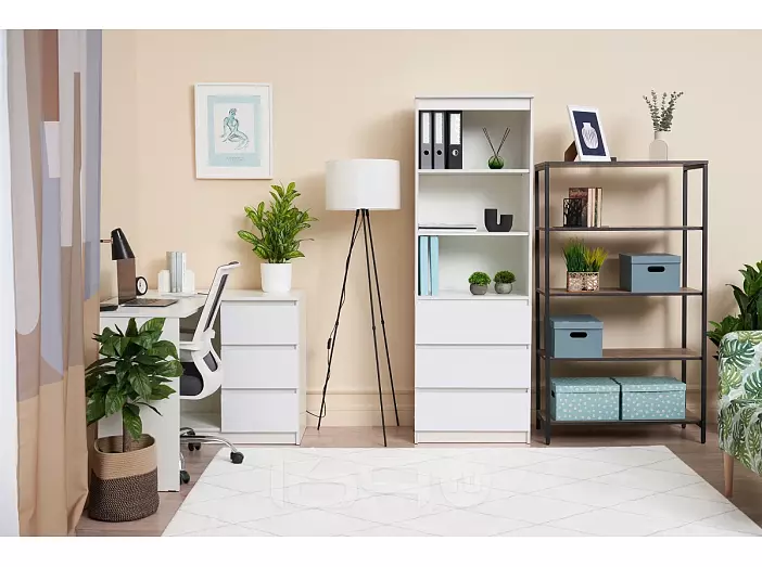 Челси Стеллаж (Ш) (Белый глянец, Белый)