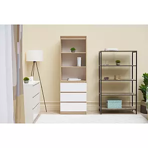 Челси Стеллаж (Ш) (Белый глянец, Дуб сонома)