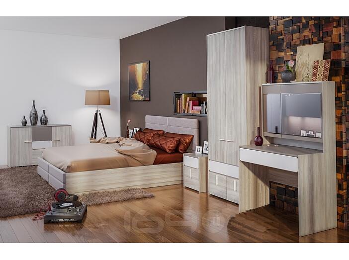 Спальня Элен -01 Ясень Шимо светлый/Белый глянец