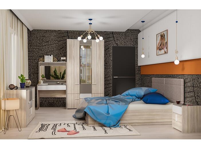 Спальня Элен -02 Ясень Шимо светлый/Белый глянец