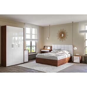 Спальня Камея Орех Селект каминный/Белый глянец