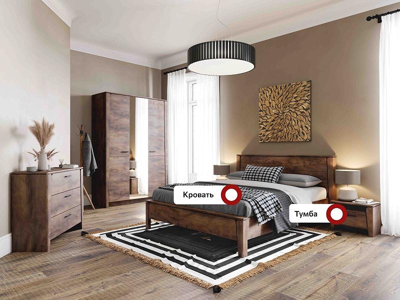 Спальный гарнитур Мальта композиция #1 Таксония Браво S-МГ0029, цвет коричневый