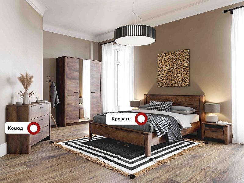 Спальный гарнитур Мальта композиция #2 Таксония Браво S-МГ0030, цвет коричневый