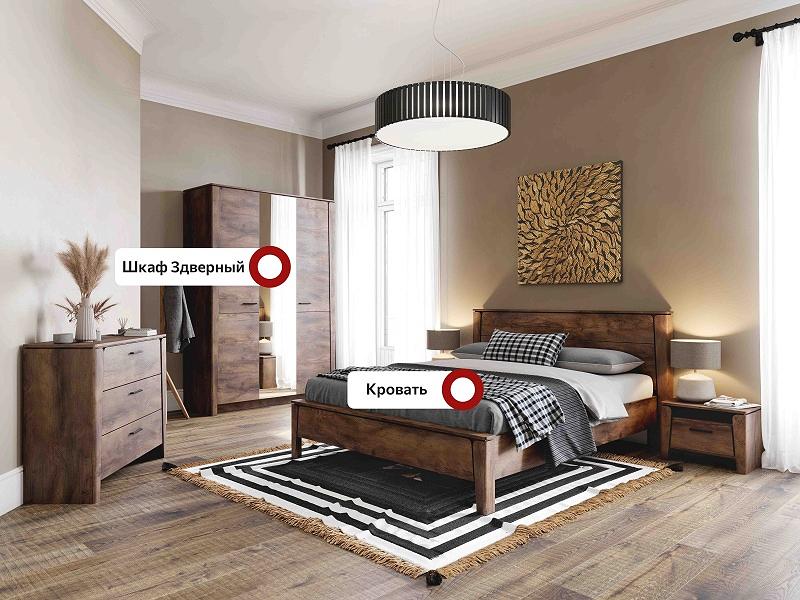 Спальный гарнитур Мальта композиция #3 Таксония плед парма серо коричневый серо коричневый 2000 x 2200 мм