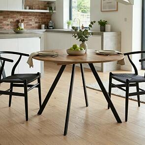 Стол деревянный Курт 90 / 130 дуб крафт золотой / черный матовый