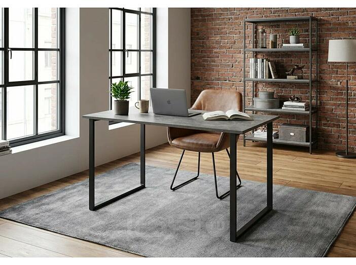 Стол деревянный Лиман 117 х 77 бетон светлый / черный матовый