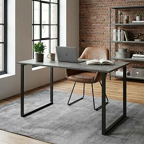 Стол деревянный Лиман 117 х 77 бетон светлый / черный матовый