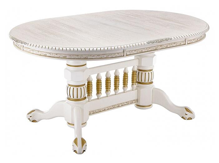 Стол  Кантри 160 молочный с золотой патиной