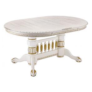 Стол  Кантри 160 молочный с золотой патиной