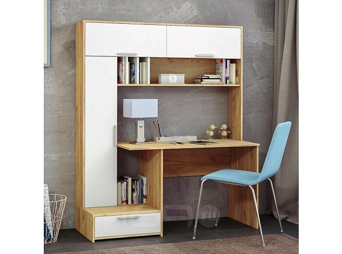 Лайт Стол письменный 03.243 Н Дуб Золотой CRAFT, Белый премиум