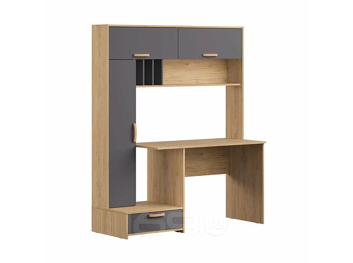 Лайт Стол письменный 03.243 Н Гикори Рокфорд Натуральный KO86 PW, Темно - серый U2601