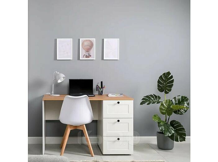 Остин Стол письменный 12.159 Белый PE шагрень, Дуб Золотой CRAFT, белая шагрень 4101 ПВХ