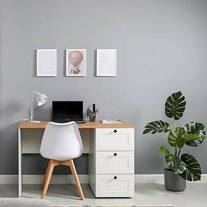 Остин Стол письменный 12.159 Белый PE шагрень, Дуб Золотой CRAFT, белая шагрень 4101 ПВХ